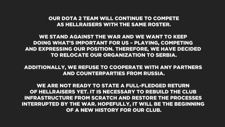 HellRaisers a annoncé un retour à Dota 2