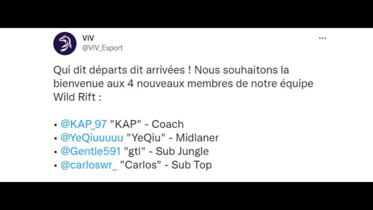 ViV Esport a signé quatre joueurs le Wild Rift