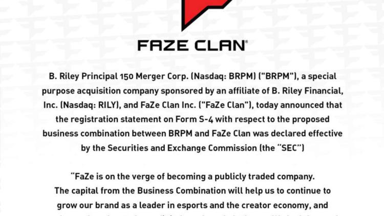 FaZe Clan a approuvé une fusion d'entreprise avec BRPM