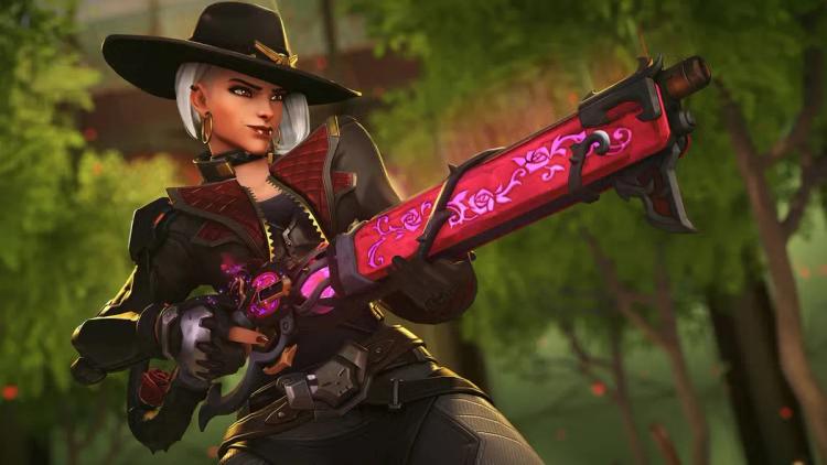 Les personnages principaux Ashe d'Overwatch 2 se préparent à recevoir le skin de l'arme Mythic Lead Rose !