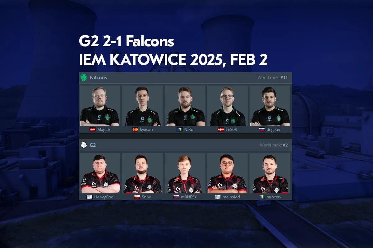 G2 s'incline presque face aux Falcons à l'IEM Katowice 2025