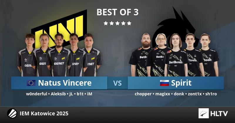 Victoire éclatante de NAVI sur Team Spirit en demi-finale de l'Upper Bracket, ce qui leur assure une place pour la prochaine étape de l'IEM Katowice 2025.