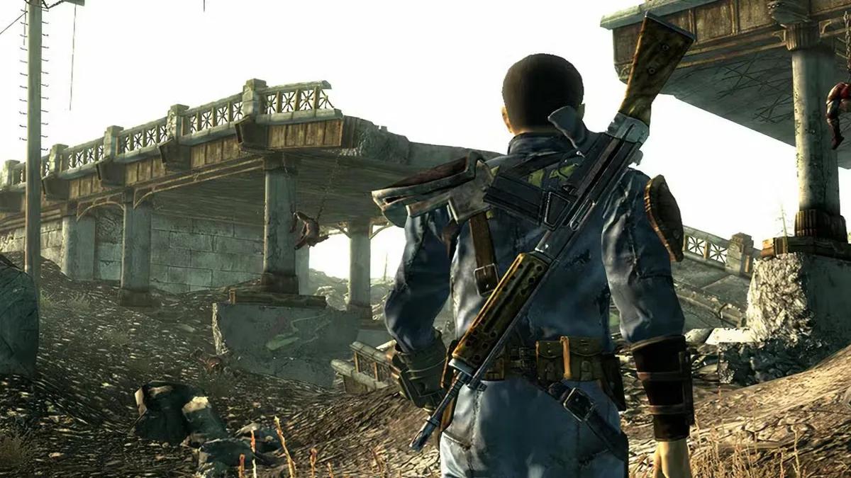 Un joueur de Fallout 3 rencontre un raider maniant une lance à feu rare