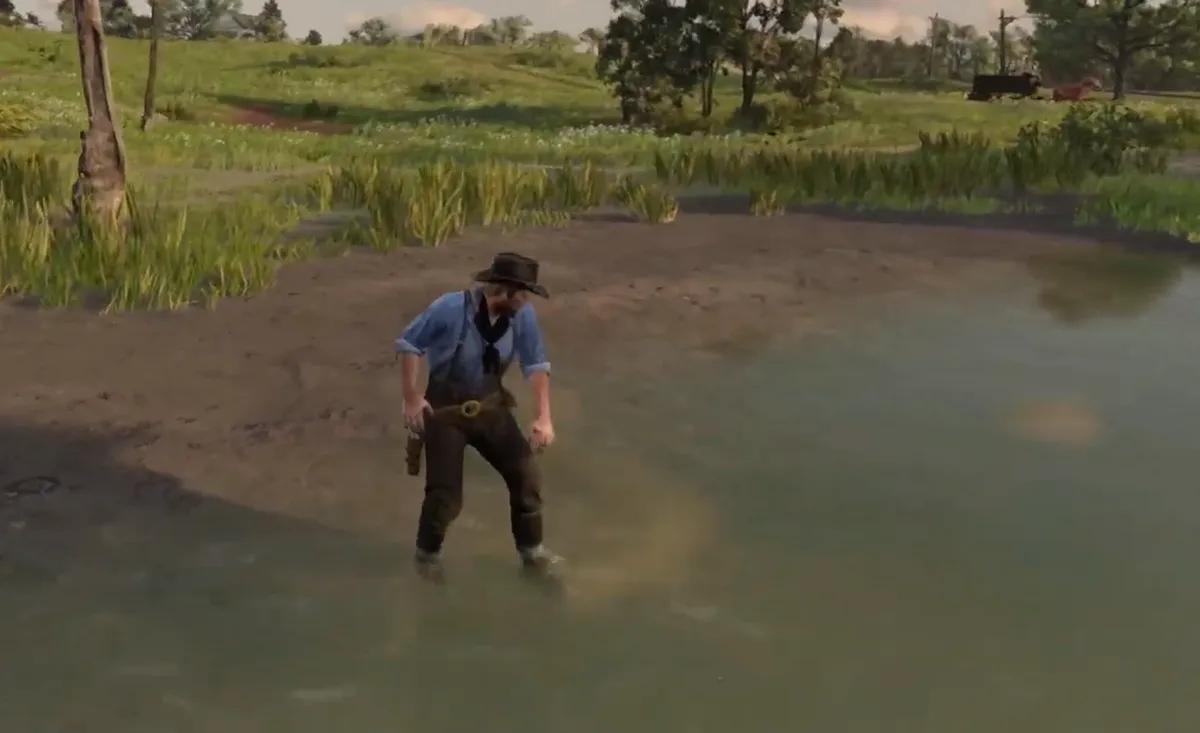 Un mod pour Red Dead Redemption 2 ajoute la possibilité de laver correctement son linge dans les rivières et les lacs.