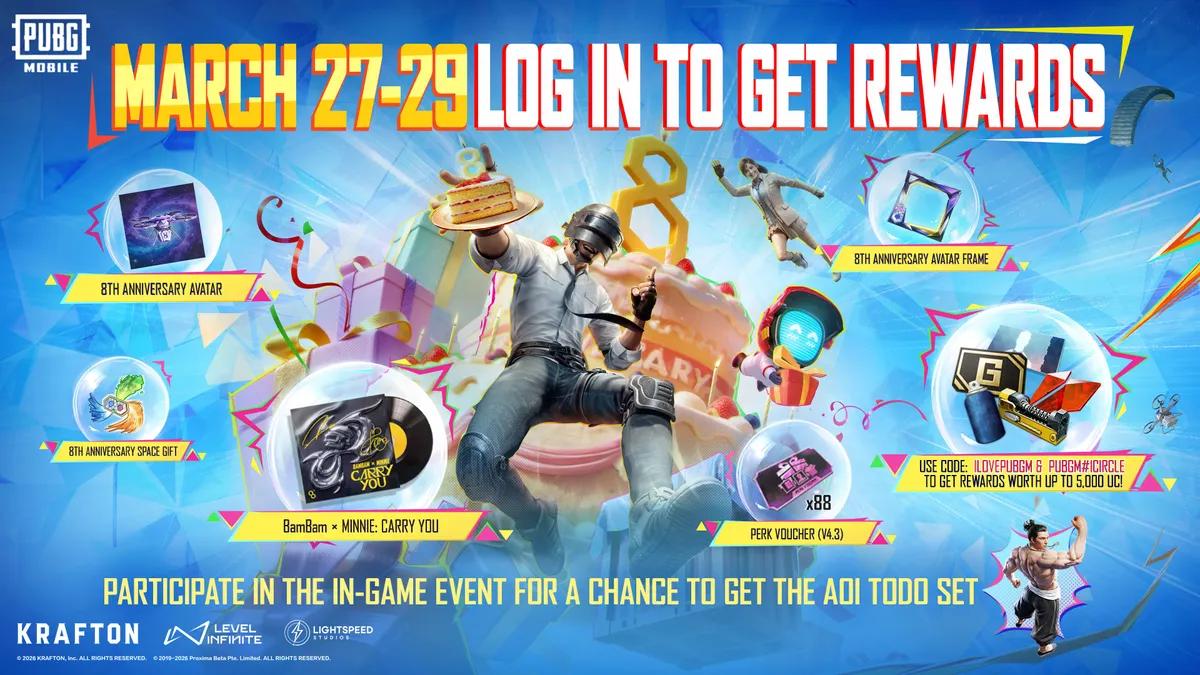 PUBG MOBILE lance les festivités de son 8e anniversaire avec des récompenses et des événements exclusifs.