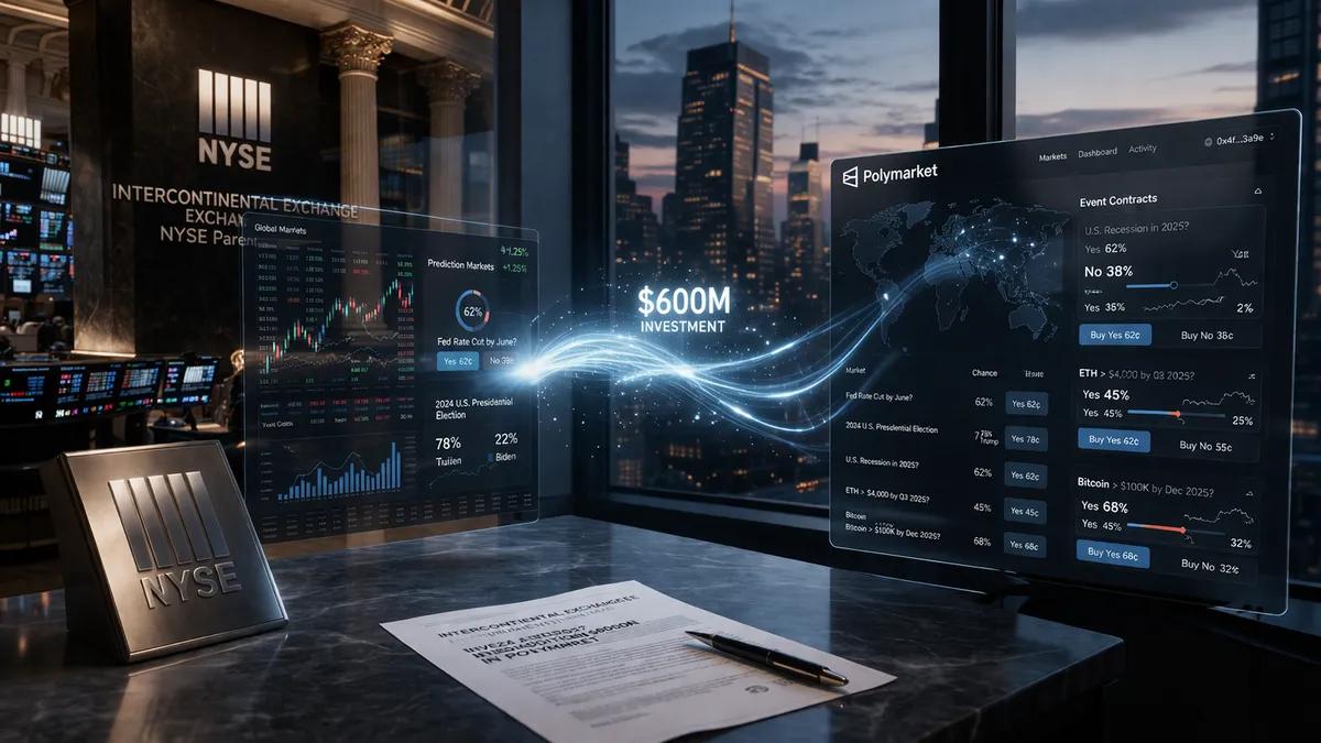 Intercontinental Exchange (société mère cotée au NYSE) investit 600 millions de dollars supplémentaires dans Polymarket