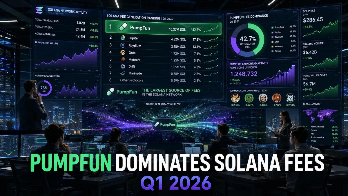 PumpFun est devenue la principale source de revenus du réseau Solana au premier trimestre 2026.