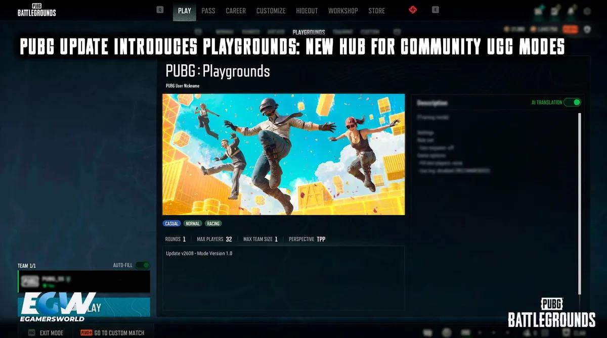 La mise à jour de PUBG lance « Playgrounds » : un nouvel espace dédié aux modes communautaires basés sur le contenu généré par les utilisateurs