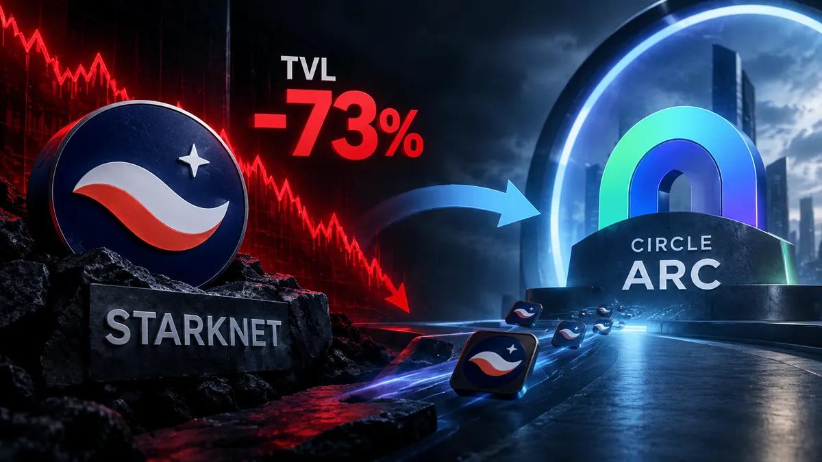 La valeur totale de Starknet (TVL) chute de 73 % en une journée suite au passage de sa principale application à Arc (Circle).