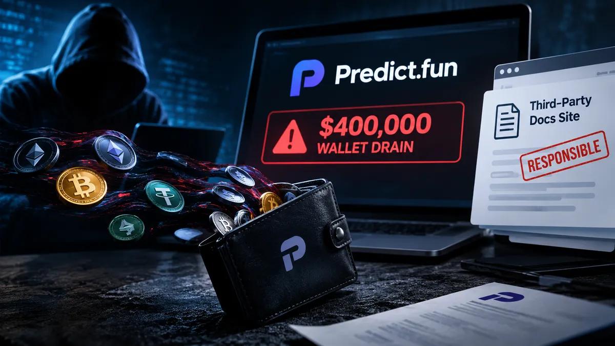 Predict.fun confirme un vol de 400 000 $ et incrimine un site tiers de documents.