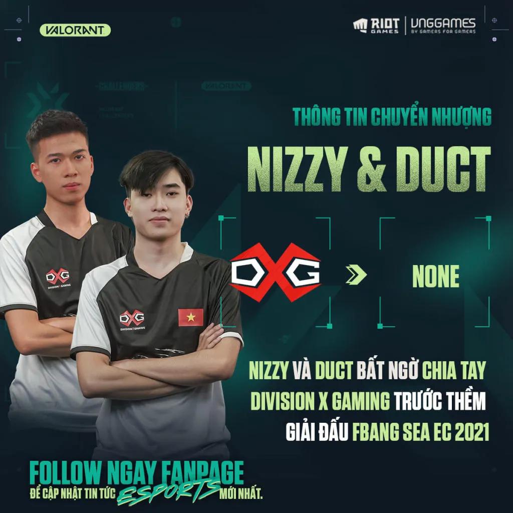 DivisionX Gaming se sépare de DucT et Nizzy