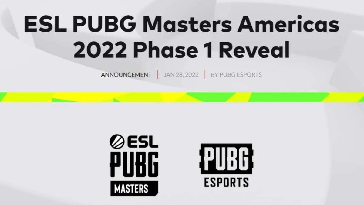 ESL a annoncé PUBG Masters Americas 2022 Phase 1