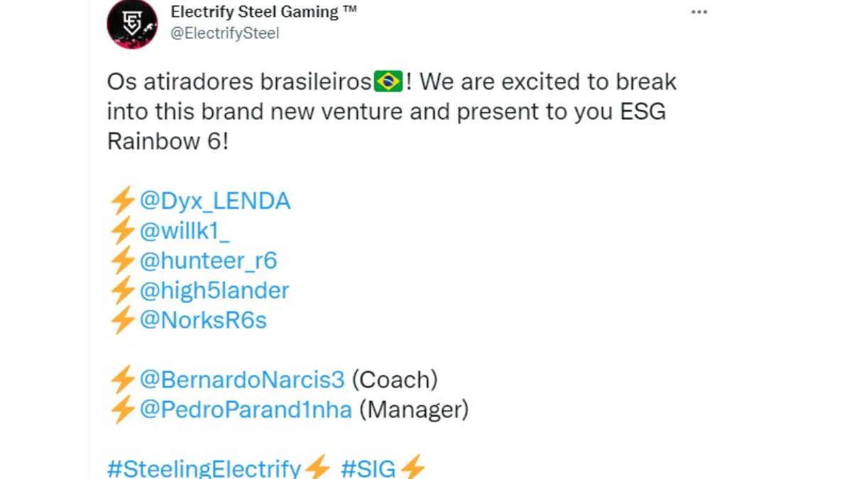 Electrify Steel Gaming a annoncé la signature de la liste R6