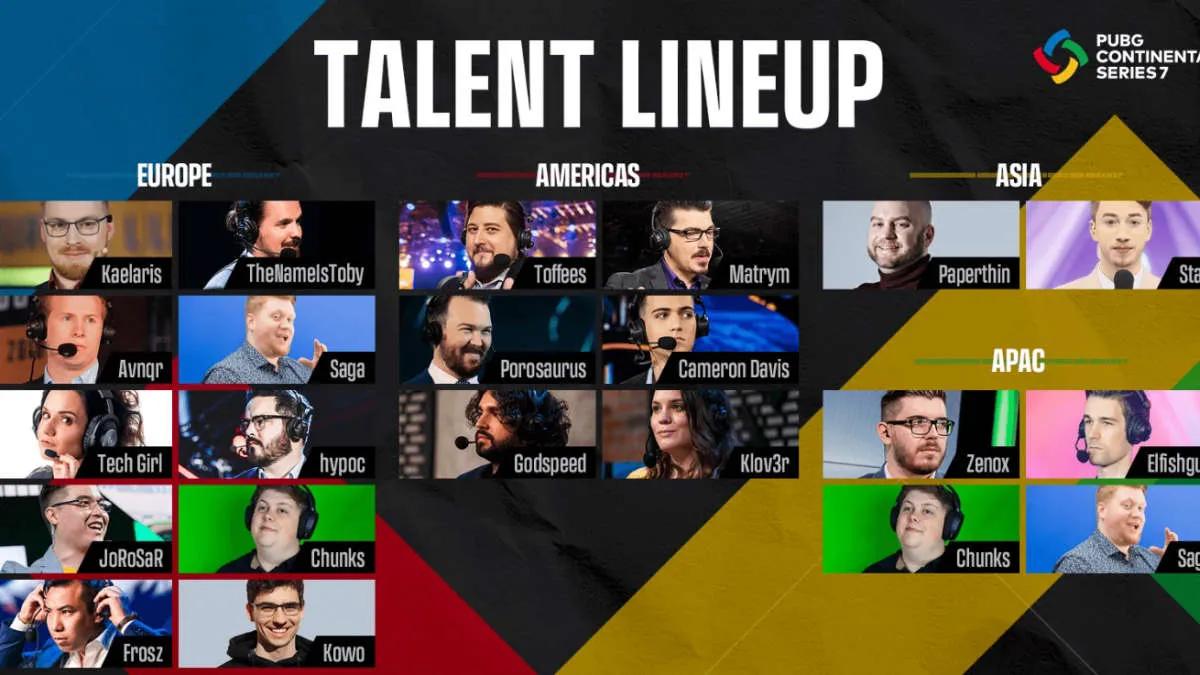 PUBG Continental Series 7 listes de talents révélées