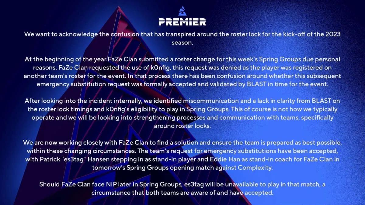 BLAST s'excuse auprès de FaZe Clan pour la confusion avec l'application de liste
