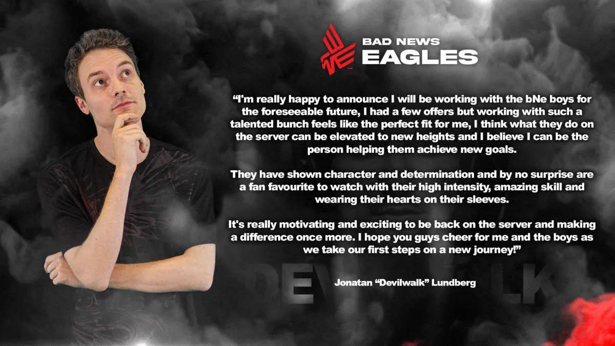 Devilwalk - nouvel entraîneur Bad News Eagles