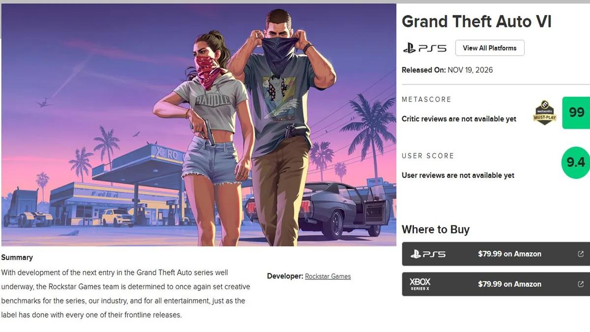 La note de GTA 6 sur Metacritic pourrait ne pas être aussi élevée que tout le monde l'attend.