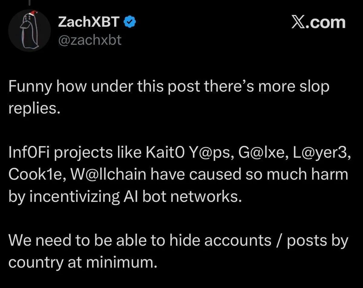 ZachXBT critique les projets d'InfoFi qui encouragent les robots d'IA