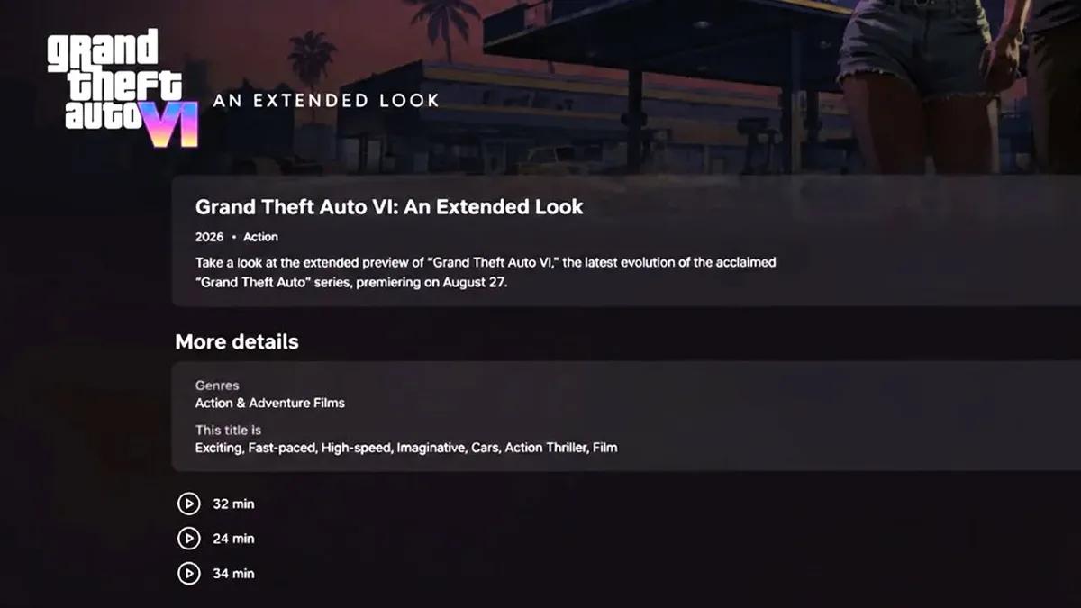 Selon des rumeurs, Grand Theft Auto VI: An Extended Look aurait trois épisodes distincts sur Netflix