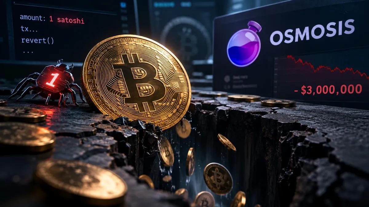 Un bug d'un satoshi vient de creuser un trou de 3 millions de dollars dans le fonds Bitcoin d'Osmosis