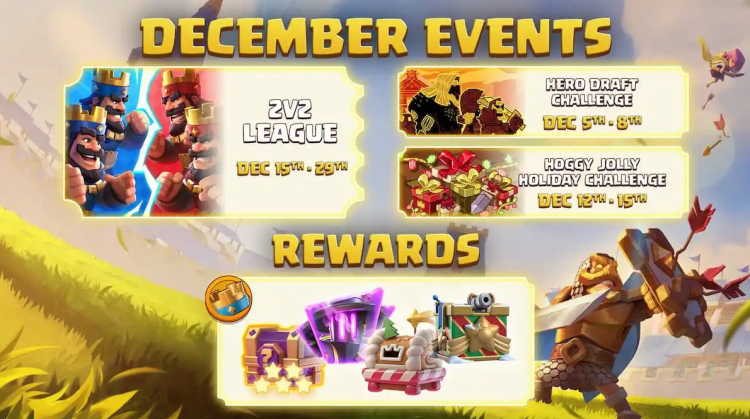 Décembre 2025 dans Clash Royale : Retour de la Ligue 2v2 + Distribution de héros gratuits ! 1