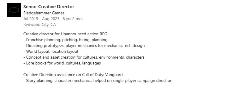 Les développeurs de Call of Duty travaillent sur un nouveau jeu vidéo de rôle d'action 1