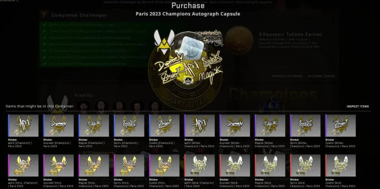 Eleven days after the conclusion of the BLAST.tv Paris Major 2023 tournament, Valve released a special capsule in CS:GO featuring stickers related to this event. Photo 1